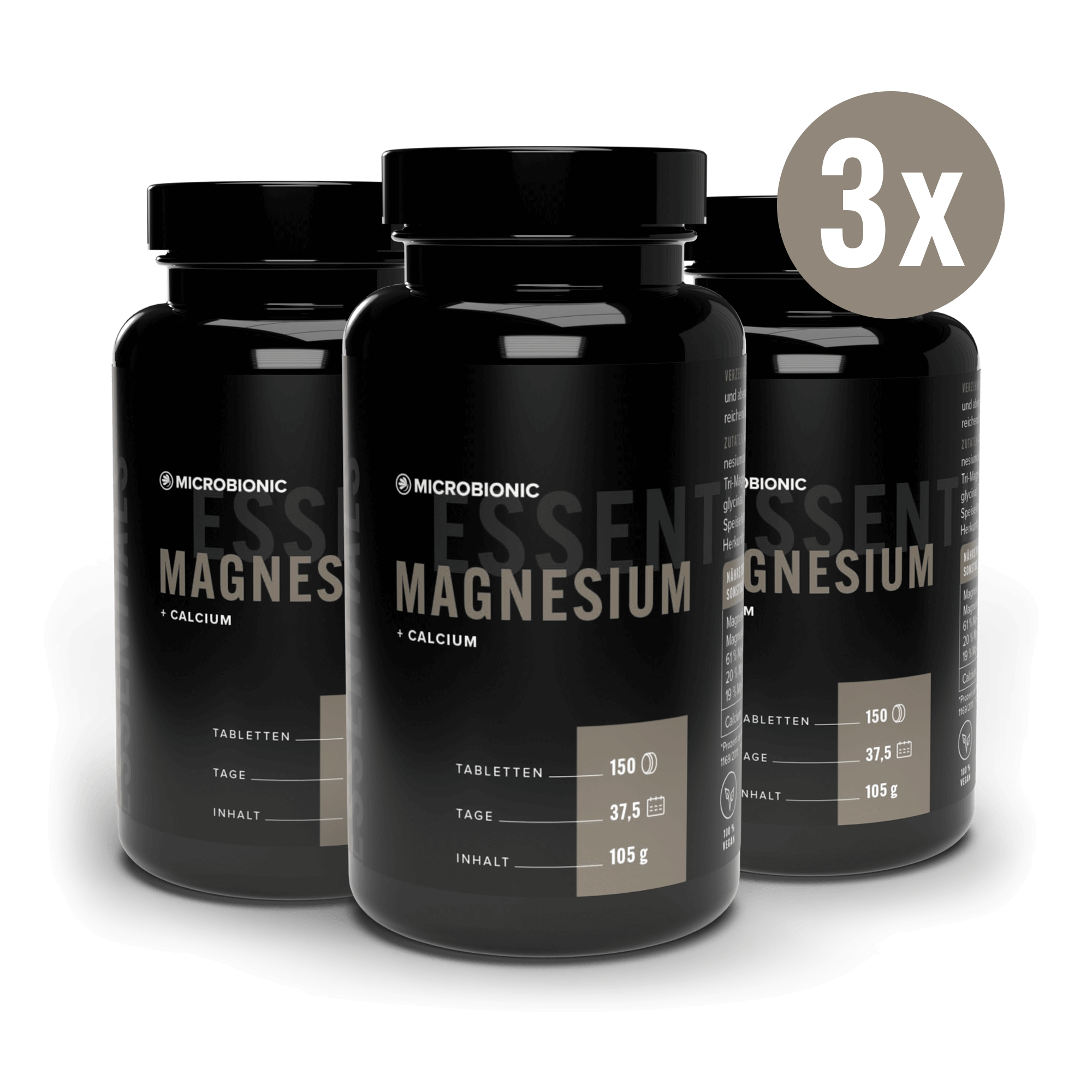 Magnesium + Calcium Tabletten 3er Set